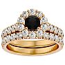 2 Carat Halo Black Diamond Bridal Set In 14 Karat Yellow Gold Image-1