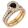 2 Carat Halo Black Diamond Bridal Set In 14 Karat Yellow Gold Image-2