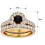 2 Carat Halo Black Diamond Bridal Set In 14 Karat Yellow Gold Image-5