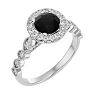 1 1/3 Carat Halo Black Diamond Engagement Ring In 14 Karat White Gold Image-2
