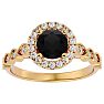 1 1/3 Carat Halo Black Diamond Engagement Ring In 14 Karat Yellow Gold Image-1