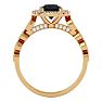 1 1/3 Carat Halo Black Diamond Engagement Ring In 14 Karat Yellow Gold Image-3