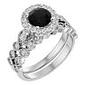 1 1/2 Carat Halo Black Diamond Bridal Set In 14 Karat White Gold Image-2