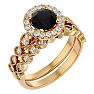 1 1/2 Carat Halo Black Diamond Bridal Set In 14 Karat Yellow Gold Image-2