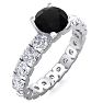 3 Carat Round Shape Black Diamond Eternity Engagement Ring In 14 Karat White Gold Image-2