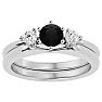 1/2 Carat Black Diamond Solitaire Ring With 1/5 Carat Enhancer In 14 Karat White Gold Image-1