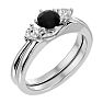 1/2 Carat Black Diamond Solitaire Ring With 1/5 Carat Enhancer In 14 Karat White Gold Image-2