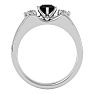 1/2 Carat Black Diamond Solitaire Ring With 1/5 Carat Enhancer In 14 Karat White Gold Image-3