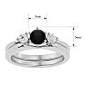 1/2 Carat Black Diamond Solitaire Ring With 1/5 Carat Enhancer In 14 Karat White Gold Image-5