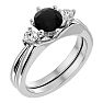 1 Carat Black Diamond Solitaire Ring With 1/5 Carat Enhancer In 14 Karat White Gold Image-2