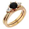 1 Carat Black Diamond Solitaire Ring With 1/5 Carat Enhancer In 14 Karat Yellow Gold Image-2