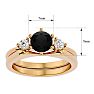 1 Carat Black Diamond Solitaire Ring With 1/5 Carat Enhancer In 14 Karat Yellow Gold Image-5