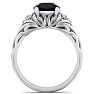 2 1/4 Carat Round Shape Black Diamond Intricate Vine Engagement Ring In 14 Karat White Gold Image-3