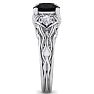 2 1/4 Carat Round Shape Black Diamond Intricate Vine Engagement Ring In 14 Karat White Gold Image-4