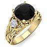 2 1/4 Carat Round Shape Black Diamond Intricate Vine Engagement Ring In 14 Karat Yellow Gold Image-2