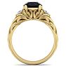 2 1/4 Carat Round Shape Black Diamond Intricate Vine Engagement Ring In 14 Karat Yellow Gold Image-3