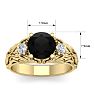 2 1/4 Carat Round Shape Black Diamond Intricate Vine Engagement Ring In 14 Karat Yellow Gold Image-5