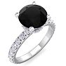 2 1/2 Carat Round Shape Hidden Halo Black Diamond Engagement Ring In 14 Karat White Gold Image-1
