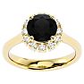 2 1/3 Carat Halo Black Diamond Engagement Ring In 14 Karat Yellow Gold Image-1