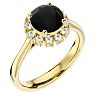 2 1/3 Carat Halo Black Diamond Engagement Ring In 14 Karat Yellow Gold Image-2