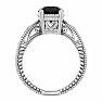 2 Carat Black Diamond Solitaire Engagement Ring with Tapered Etched Band In 14 Karat White Gold Image-3