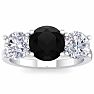 4 Carat Black Diamond Three Stone Ring In 14 Karat White Gold. Huge Amazing Ring! Image-1
