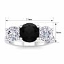4 Carat Black Diamond Three Stone Ring In 14 Karat White Gold. Huge Amazing Ring! Image-6