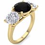 4 Carat Black Diamond Three Stone Ring In 14 Karat Yellow Gold. Huge Amazing Ring! Image-2