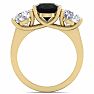 4 Carat Black Diamond Three Stone Ring In 14 Karat Yellow Gold. Huge Amazing Ring! Image-4