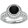 3 1/2 Carat Black Diamond Halo Engagement Ring In 14 Karat White Gold Image-1