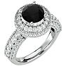 3 1/2 Carat Black Diamond Halo Engagement Ring In 14 Karat White Gold Image-2