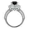 3 1/2 Carat Black Diamond Halo Engagement Ring In 14 Karat White Gold Image-3