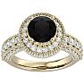 3 1/2 Carat Black Diamond Halo Engagement Ring In 14 Karat Yellow Gold Image-1