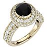 3 1/2 Carat Black Diamond Halo Engagement Ring In 14 Karat Yellow Gold Image-2
