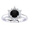 2 3/4 Carat Round Shape Flower Halo Black Diamond Engagement Ring In 14 Karat White Gold Image-1