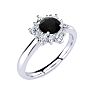 2 3/4 Carat Round Shape Flower Halo Black Diamond Engagement Ring In 14 Karat White Gold Image-2