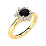 2 3/4 Carat Round Shape Flower Halo Black Diamond Engagement Ring In 14 Karat Yellow Gold Image-2