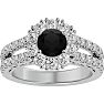 4 Carat Black Diamond Halo Engagement Ring In 14 Karat White Gold Image-1