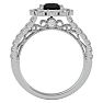 4 Carat Black Diamond Halo Engagement Ring In 14 Karat White Gold Image-3
