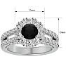 4 Carat Black Diamond Halo Engagement Ring In 14 Karat White Gold Image-5
