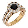 4 Carat Black Diamond Halo Engagement Ring In 14 Karat Yellow Gold Image-2