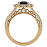 4 Carat Black Diamond Halo Engagement Ring In 14 Karat Yellow Gold Image-3