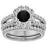 4 1/2 Carat Black Diamond Bridal Set In 14 Karat White Gold Image-1