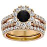 4 1/2 Carat Black Diamond Bridal Set In 14 Karat Yellow Gold Image-1