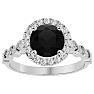 2 1/2 Carat Halo Black Diamond Engagement Ring In 14 Karat White Gold Image-1