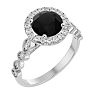 2 1/2 Carat Halo Black Diamond Engagement Ring In 14 Karat White Gold Image-2