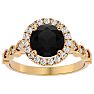 2 1/2 Carat Halo Black Diamond Engagement Ring In 14 Karat Yellow Gold Image-1