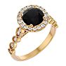 2 1/2 Carat Halo Black Diamond Engagement Ring In 14 Karat Yellow Gold Image-2