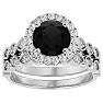 2 1/2 Carat Halo Black Diamond Bridal Set In 14 Karat White Gold Image-1