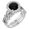 2 1/2 Carat Halo Black Diamond Bridal Set In 14 Karat White Gold Image-2